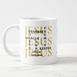 Taza De Café Gigante Jesus Waymaker Monograma café cristiano Mug
