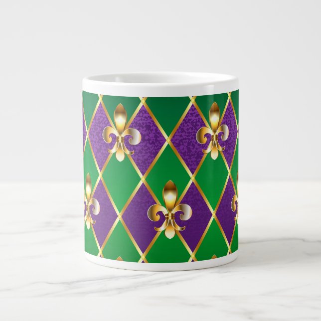 Taza De Café Gigante Jewelry Background Mardi Gras (Frente)