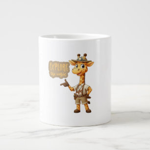 Taza De Café Gigante Jirafa Exploradora Adorable en safari