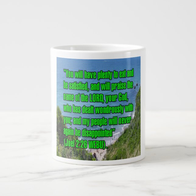 Taza De Café Gigante Joel 2:26 WEBU Mug (Frente)