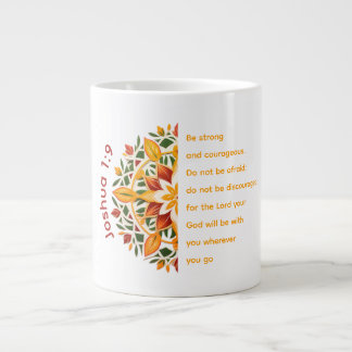 Taza De Café Gigante Joshua 1:9 Mandala Flor Jumbo Mug