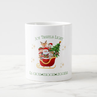 Taza De Café Gigante Joy Travels Light – Bilingual Holiday Sleigh