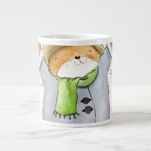 Taza De Café Gigante Joyous Winter Cat