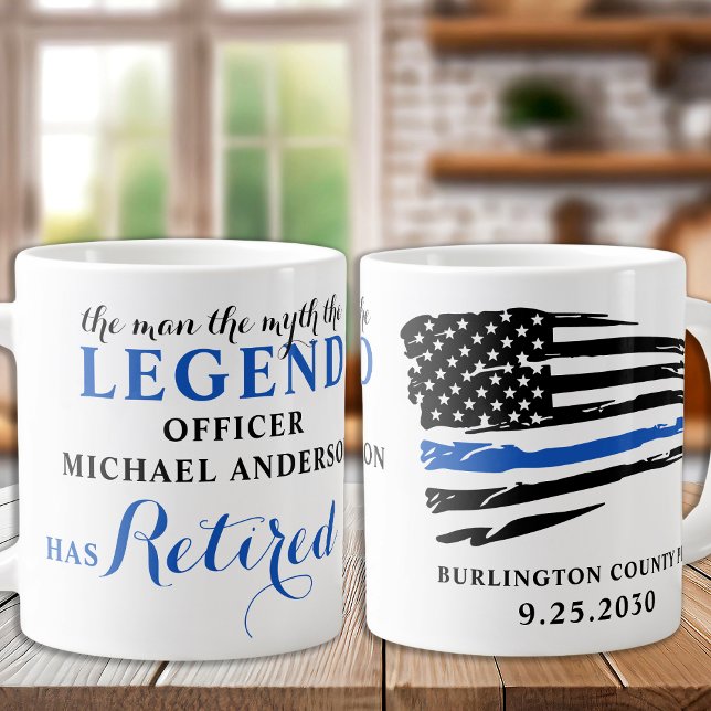 Taza De Café Gigante Jubilación de la policía Ligera Línea Azul Persona (Subido por el creador)