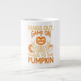 Taza De Café Gigante Juego de colmillos en calabaza deportiva de Hallow