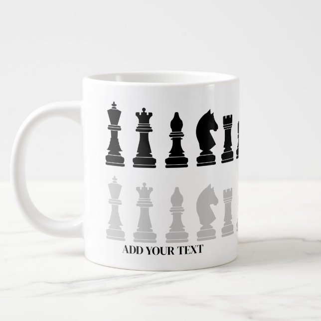 Taza De Café Gigante Juego de piezas de ajedrez moderno personalizado (Izquierda)