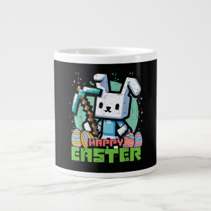 Taza De Café Gigante Juego de píxeles del conejo de Pascua feliz