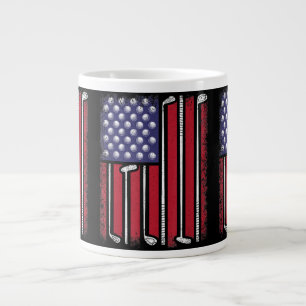 Taza De Café Gigante Jugador de golf divertido bandera americana golf v