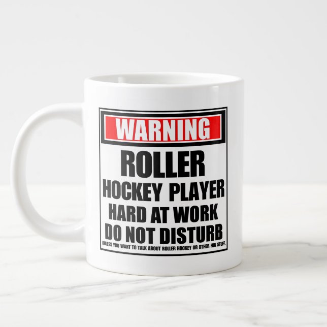 Taza De Café Gigante Jugador de hockey sobre advertir que trabaja duro (Izquierda)