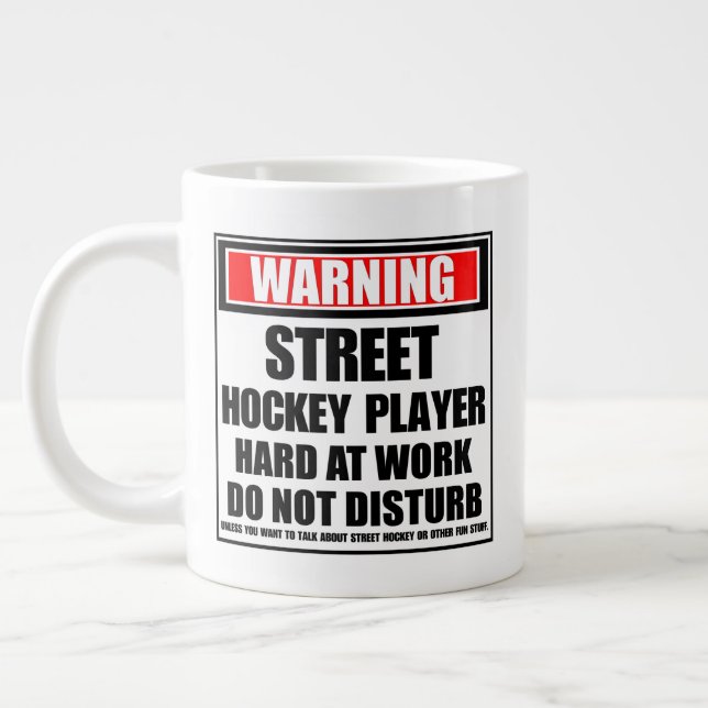 Taza De Café Gigante Jugador de hockey sobre la calle de advertencia tr (Izquierda)