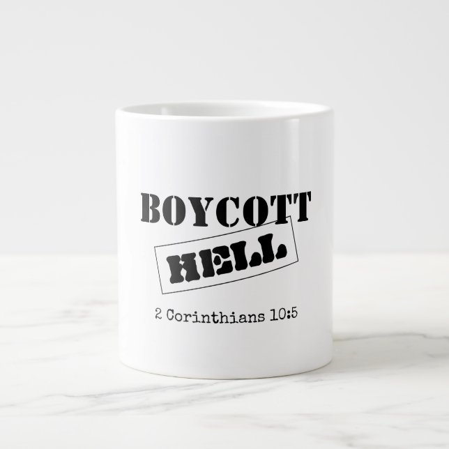 TAZA DE CAFÉ GIGANTE JUMBO CAFÉ MUCHO : BOICOT HELL (Frente)