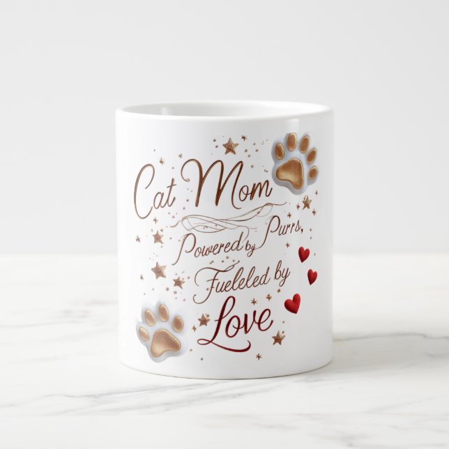 Taza De Café Gigante Jumbo Cat Mom Mug - Amor Extra, Purgas Extra, Extr (Frente)