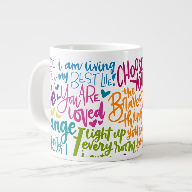 Taza De Café Gigante Jumbo Daily Affirmations (Izquierda)