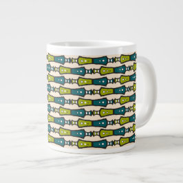 Taza De Café Gigante Jumbo de café verde Verde azulado en crema negra