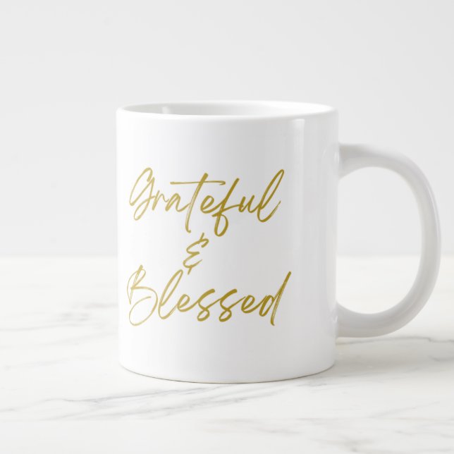 Taza De Café Gigante Jumbo grato y bendito 20 oz Mug (Derecha)