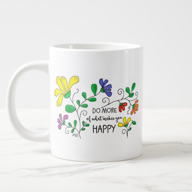Taza De Café Gigante JUMBO Mug 20 oz.  Whimsical Floral Design (Izquierda)