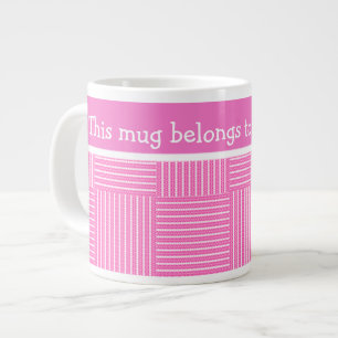 Taza De Café Gigante Jumbo Mug a la Personalidad: Rosa y Blanco