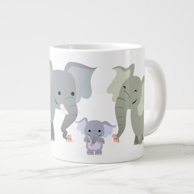 Taza De Café Gigante Jumbo Mug de la familia del elefante Personalizado (Derecha)