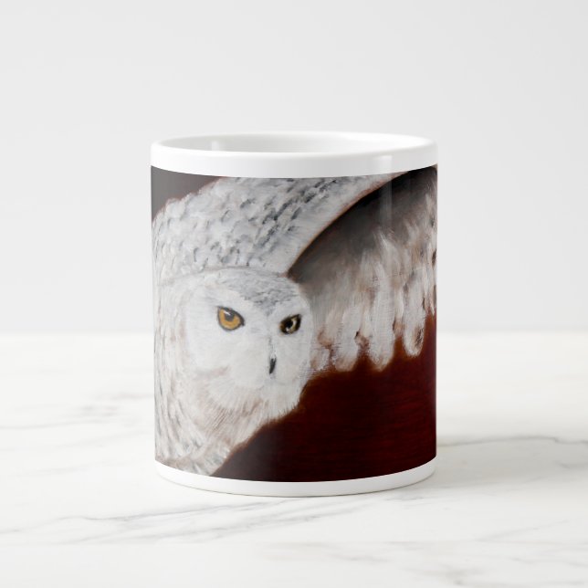 Taza De Café Gigante Jumbo Mug de Lechuza de Nieve (Frente)