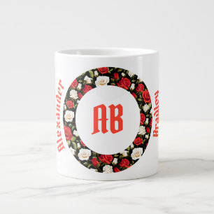 Taza De Café Gigante Jumbo Mug del anillo del Rosa negro rojo