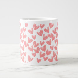 Taza De Café Gigante Jumbo Mug del corazón rosado