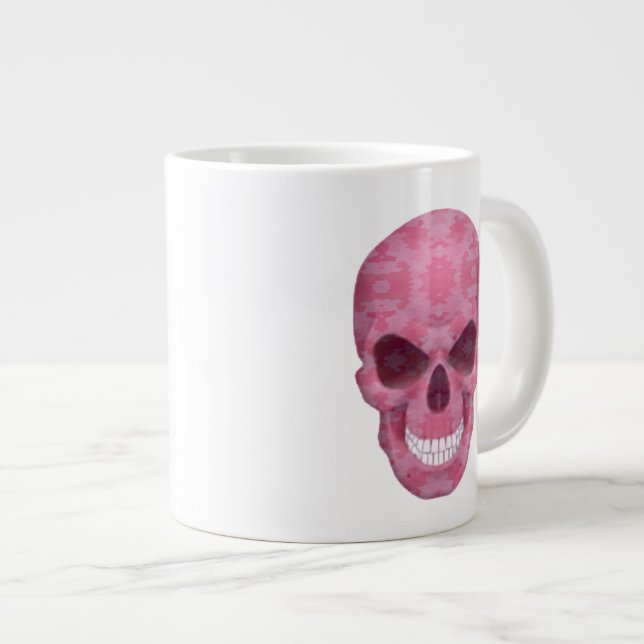 Taza De Café Gigante Jumbo Mug del Cráneo del Camuflaje Rosa (Derecha)