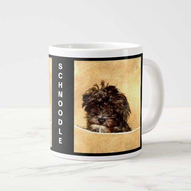 Taza De Café Gigante Jumbo Mug Personalizado de Perro Schnoodle (Derecha)