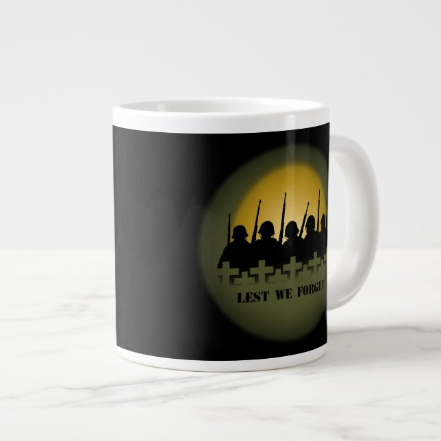 Taza De Café Gigante Jumbo Mug Tributo Militar Mug para que no olvidemo (Derecha)