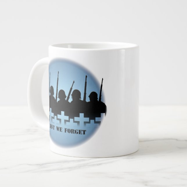 Taza De Café Gigante Jumbo Mug Tributo Militar Mug para que no olvidemo (Izquierda)