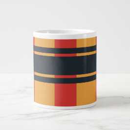 Taza De Café Gigante Jumbo Plaid Red Yellow Blue Stripe