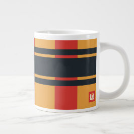 Taza De Café Gigante Jumbo Plaid Red Yellow Blue Stripe
