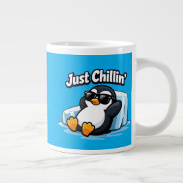 Taza De Café Gigante JUST CHILLING PINGUIN Throw Pillow