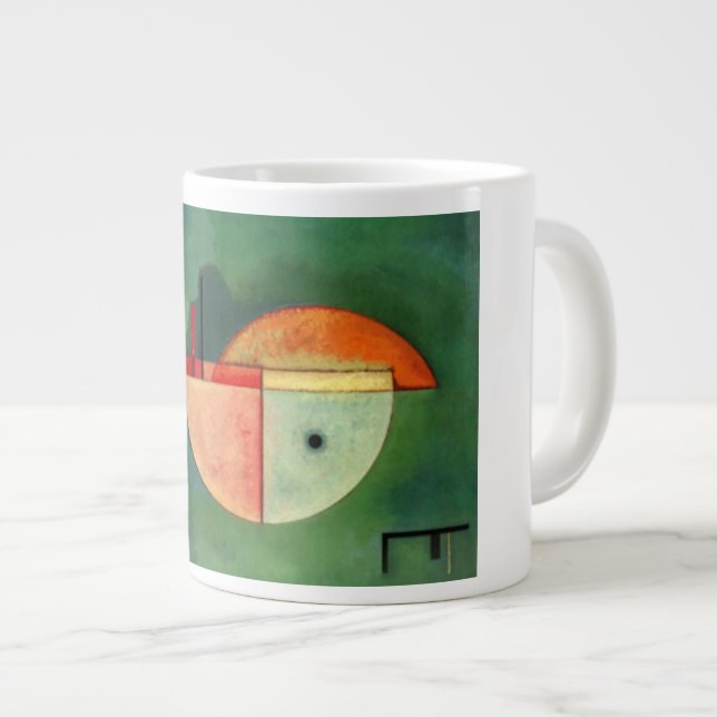 Taza De Café Gigante Kandinsky Upward Abstract Painting Green (Derecha)