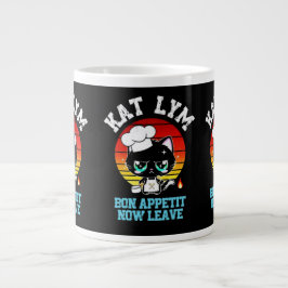 Taza De Café Gigante Kat Lym Sarcastic Chef Cat - Bon Appetit Now Leave