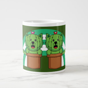 Taza De Café Gigante Kawaii Cute Cat Cactus Plant Mascota
