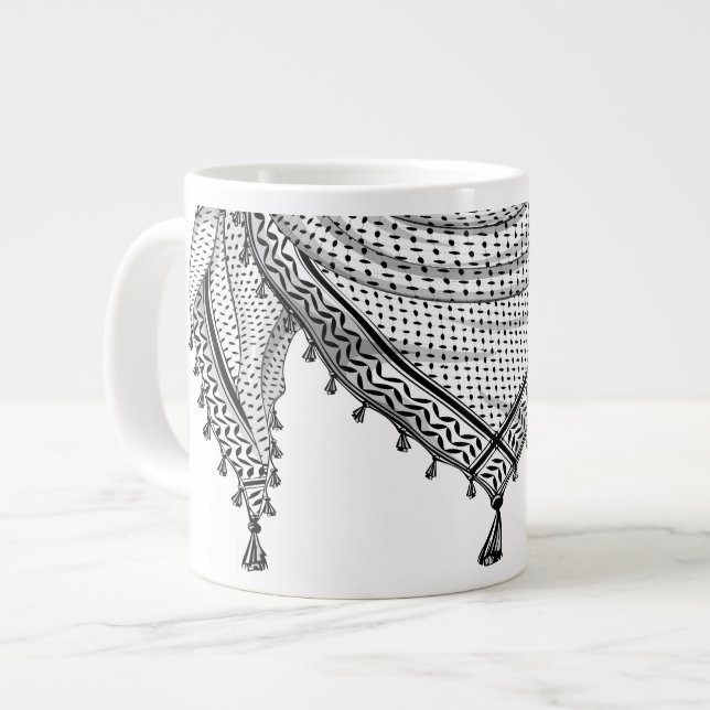 Taza De Café Gigante Keffiyeh palestino Scarf tejido tradicional (Izquierda)