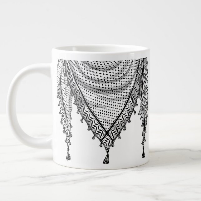 Taza De Café Gigante Keffiyeh palestino Scarf tejido tradicional (Izquierda)