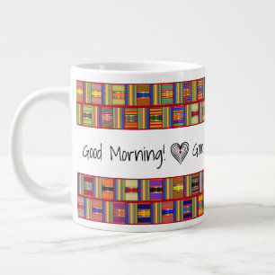 Taza De Café Gigante Kente de vidrio templado alegre y colorido