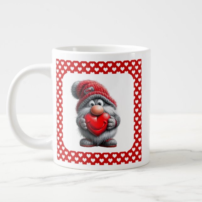 Taza De Café Gigante "Key to My Heart" Whimsical Gnome (Izquierda)