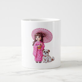 Taza De Café Gigante Kimono Cutie & Puppy Mug