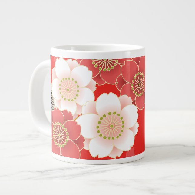 Taza De Café Gigante Kimono japonés Sakura rojo y blanco (Izquierda)