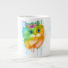 Taza De Café Gigante Kitten acuarela