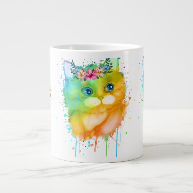 Taza De Café Gigante Kitten acuarela (Frente)