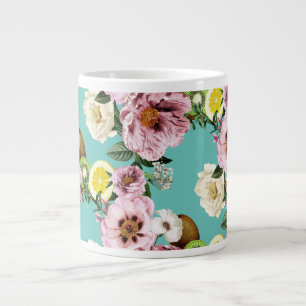 Taza De Café Gigante Kiwi romántico, limón y peonía patrón café mu