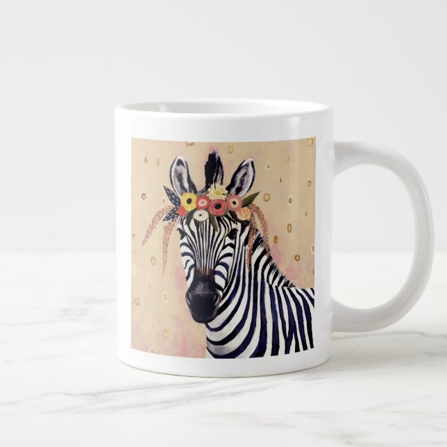 Taza De Café Gigante Klimt Zebra | Adornadas En Flores (Derecha)