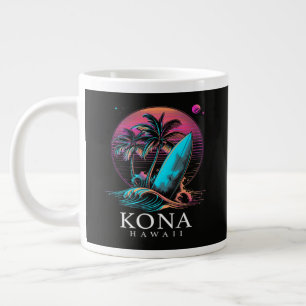 Taza De Café Gigante Kona Hawái Tabla de Surf Hawaiana Vintage