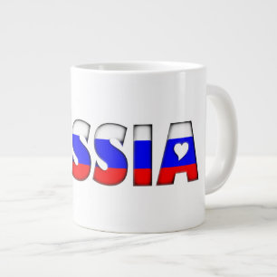 Taza De Café Gigante La bandera de Rusia colorea los corazones del patr