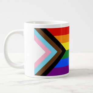 Taza De Café Gigante La bandera del orgullo progresista de SlipperyJoe'