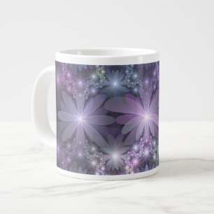 Taza De Café Gigante La cama de flores reluciente arte fractal