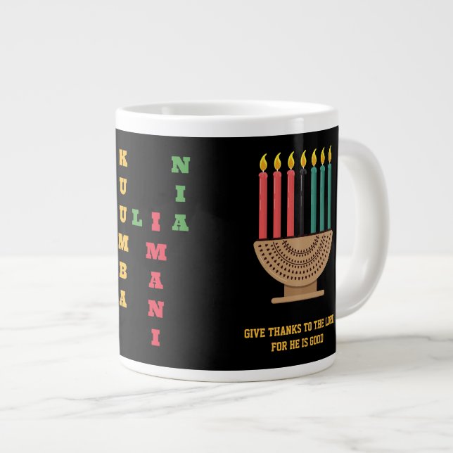 Taza De Café Gigante La cruz de KWANZAA Nguzo Saba (Derecha)
